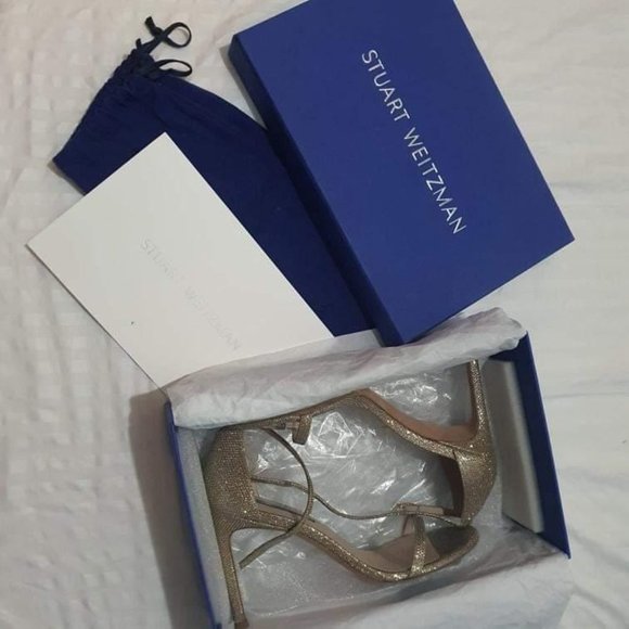 Stuart Weitzman Nudistsong Sandals 8M Platnium Noir - Picture 4 of 13